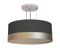 Lustre Pendente Cúpula Preto com Detalhe Bronze 40x15
