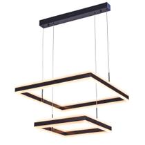 Lustre Pendente DCD03047 2 Quadrados 4060CM 160W 3000K 12600LM METAL ESCOVADO Preto+ACRILICO CABO: 2,5M