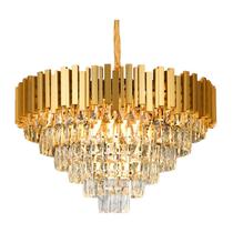 Lustre Pendente de Cristais e Metal Dourado 43CM 15 Lâmpadas Sindora DCD00459