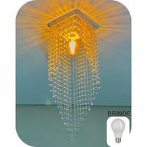 Lustre Pendente de Cristal Acrílico 17x51 + Lâmpada LED Ideal para Sala de estar, Sala de jantar, Corredor, Varanda, entre outros ambientes