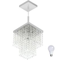 Lustre Pendente De Cristal Acrilico Marrycrilic c/ Lâmp 3000