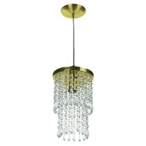 Lustre Pendente De Cristal Acrilico Spark Redondo Dourado