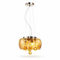 Lustre Pendente de Cristal Âmbar K9 28cm com Cabo Ajustável G9
