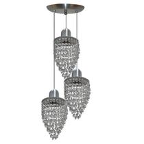 Lustre Pendente De Cristal Com 3 Lâmpadas - Modelo Fechado
