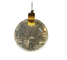 Lustre Pendente De Cristal Disco C/ Bolhas E Led Dourado Lustre Pendente De Cristal Disco C/ Bolhas E Led Dourado