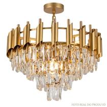 Lustre Pendente De Cristal Dourado 30cm Moderno Luxo Sala Lustre Pendente De Cristal Dourado 30cm Moderno Luxo Sala
