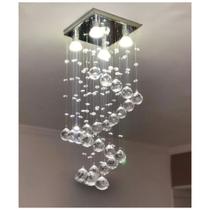 Lustre pendente de cristal legítimo vai montado base inox 20x20x70 cm