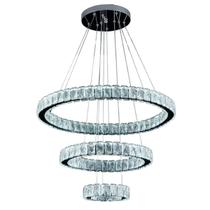 Lustre Pendente de Cristal Luxuoso Saturno 3 Anéis 50cm Led 3 cores 40W Bivolt Cor:CromadoVoltagem:110V/220V - Bivolt