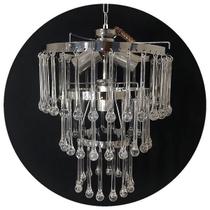 Lustre Pendente De Cristal Prata Para Sala -