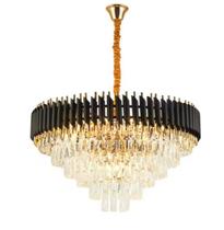 Lustre Pendente De Cristal Teto Preto 75cm Redondo