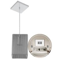 Lustre Pendente De Cupula Quadrada Organza Cinza Lustre Pendente De Cupula Quadrada Organza Cinza