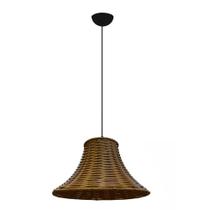 Lustre Pendente de Junco Modelo Chapéu Chines na cor Areia