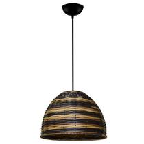 Lustre Pendente de Junco - Modelo Meia Bola - Cor Cappuccino