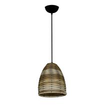 Lustre Pendente De Junco Modelo Sino - Cor Pinus - Ideal Para Chacara / Sitio
