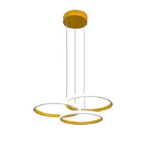 Lustre Pendente De Led Luminária Dourado 3 Cores 50W 3 Arcos