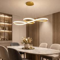 Lustre Pendente de Led Luminária Dourado 75cm 3000k Quarto Sala Escritório Moderno Moda Luxo Lustre Pendente de Led Luminária Dourado 75cm 3000k Quarto Sala Escritório Moderno Moda Luxo