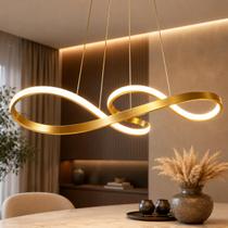Lustre Pendente de Led Luminária gold 3000k Lustre Pendente de Led Luminária gold 3000k