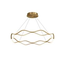 Lustre Pendente de Led Luminária Ondulado 50cm Dourado 80W