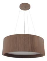 Lustre Pendente de Madeira Redondo 35cm com 3 Bocais E27 Cor Imbuia Luminária de teto