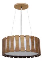 Lustre Pendente de Madeira Redondo 50cm com 5 Bocais E27 Cor Freijó Luminária de teto