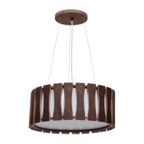 Lustre Pendente de Madeira Redondo 50cm com 5 Bocais E27 Cor Imbuia Luminária de teto Lustre Pendente de Madeira Redondo 50cm com 5 Bocais E27 Cor Imbuia Luminária de teto