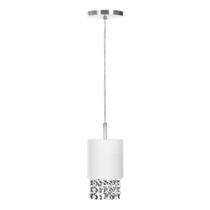 Lustre Pendente de Tecido Branco com Cristal para Cabeceira