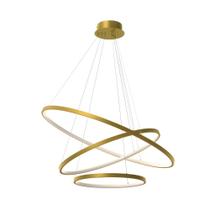 Lustre Pendente de Teto Led Orbital 3 Anéis Saturno Dourado