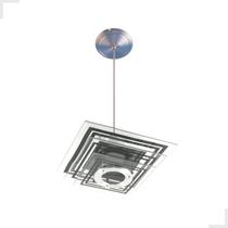 Lustre Pendente de Teto - Quadrado Preto - 3 Vidros - Para Sala, Quarto, Cozinha