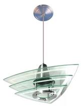 Lustre Pendente de Teto - Triangular Branco - 3 Vidros - Sala Quarto Cozinha Lustre Pendente de Teto - Triangular Branco - 3 Vidros - Sala Quarto Cozinha