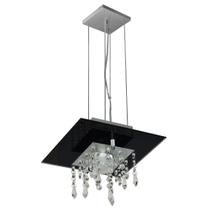 Lustre Pendente de Vidro com Cristal para 01 Lâmpada - Cor Preto Lustre Pendente de Vidro com Cristal para 01 Lâmpada - Cor Preto