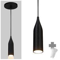 Lustre Pendente Decorativo Design 3D - ABS174 - PRETO + LED Lustre Pendente Decorativo Design 3D - ABS174 - PRETO + LED