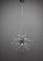 Lustre Pendente Dente de Leão Cristais Cromado Redondo 6G9 45cm