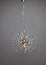 Lustre Pendente Dente de Leão Cristais Dourado Redondo 6G9 45cm