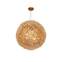 Lustre Pendente Dente De Leão Cristal Bola Dourado Ø40 Bivolt Para Sala De Estar Mesa de Jantar