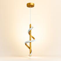 Lustre Pendente Dourado Design Espiral Contemporâneo para Sala e Hall