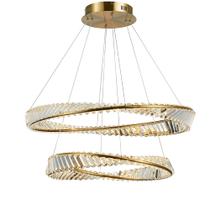 Lustre Pendente Dourado e Cristal Led 110w 3000k Vougue 80x60cm Bivolt