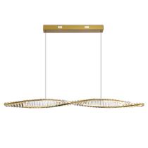 Lustre Pendente Dourado e Cristal Led 40w 3000k Vougue 120cm Bivolt
