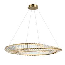 Lustre Pendente Dourado e Cristal Led 50w 3000k Vougue 60cm Bivolt