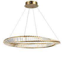 Lustre Pendente Dourado e Cristal Led 65w 3000k Vougue 80cm Bivolt