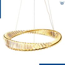 Lustre pendente Dourado em Led com Cristais D60cm