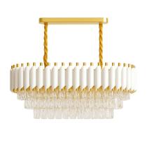 Lustre Pendente Dubai Cristal Legítimo K9 Inox Linha Premium Retangular