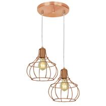 Lustre Pendente Duplo Aladim Aramado Cobre