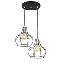 Lustre Pendente Duplo Aladim Aramado Preto Lustre Pendente Duplo Aladim Aramado Preto