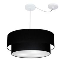 Lustre Pendente Duplo Cilíndrico Com Desvio de Centro Vivare Md-4368 Cúpula em Tecido 60x50cm - Bivolt