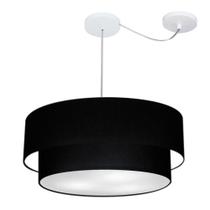 Lustre Pendente Duplo Cilíndrico Com Desvio de Centro Vivare Md-4368 Cúpula em Tecido 60x50cm - Bivolt