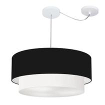 Lustre Pendente Duplo Cilíndrico Com Desvio de Centro Vivare Md-4368 Cúpula em Tecido 60x50cm - Bivolt