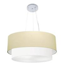 Lustre Pendente Duplo Cilíndrico Vivare Md-4073 Cúpula em Tecido 80x60cm - Bivolt