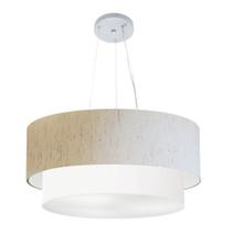 Lustre Pendente Duplo Cilíndrico Vivare Md-4082 Cúpula em Tecido 60x50cm - Bivolt