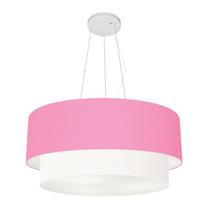 Lustre Pendente Duplo Cilíndrico Vivare Md-4082 Cúpula Tecido 60x50cm - Bivolt