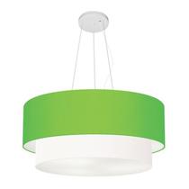 Lustre Pendente Duplo Cilíndrico Vivare Md-4082 Cúpula Tecido 60x50cm - Bivolt